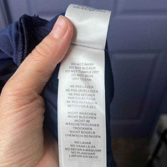 Adrianna Papell Navy Blue Sleeveless Formal Pantsuit Cascade Draped Plus SZ 20W - Picture 11 of 13